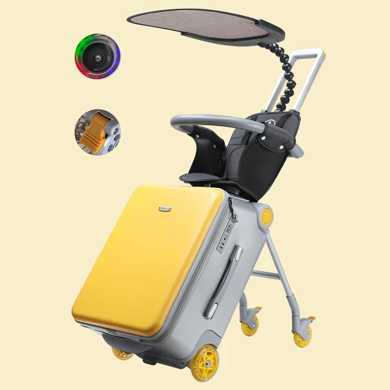 Travel in Style with Large Suitcases Featuring Child Seat Design and Spinner Wheels, 20 inch Expandable Rolling Luggage