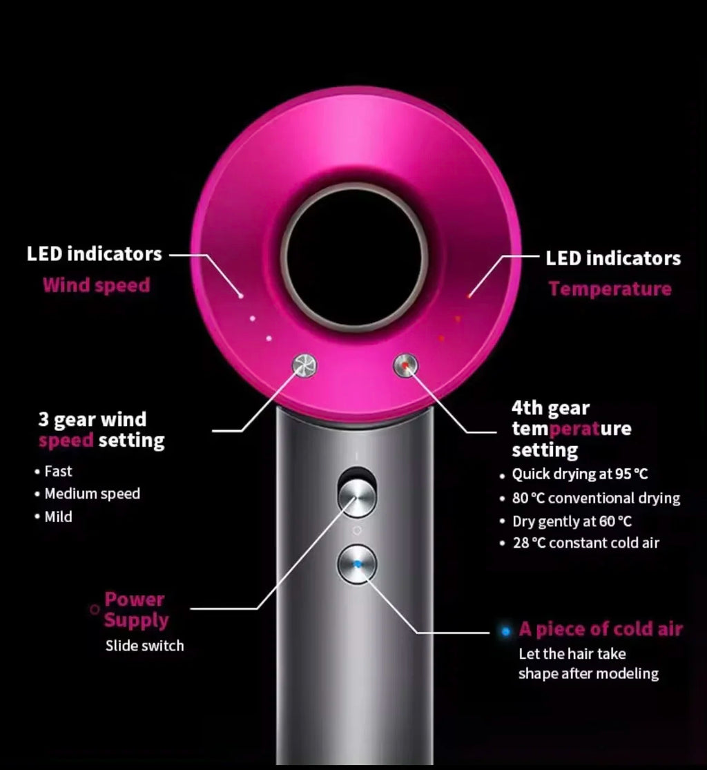 High-speed bladeless hair dryer Negative ion hair care High power, silent and quick drying, portable, suitable for home travel