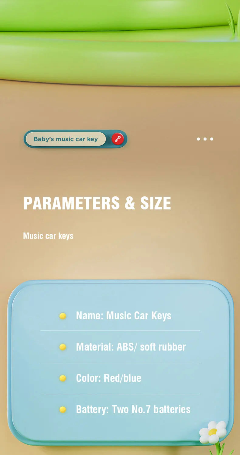 Baby Toy Musical Car Key Pretend Play Baby Vocal Music Toys Smart Remote Car Educational Toys for Children Gift for Newborn