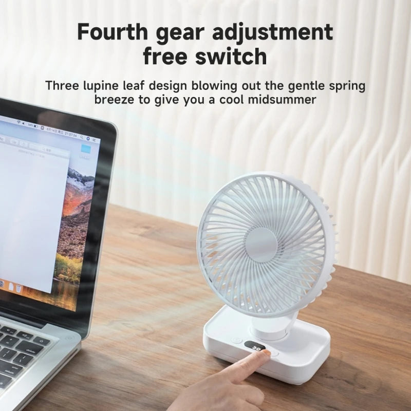 Oscillating Desk Fan with 4000mAh Battery Rechargeable Multidirectional for Home Office Library Travel Camping Outdoor