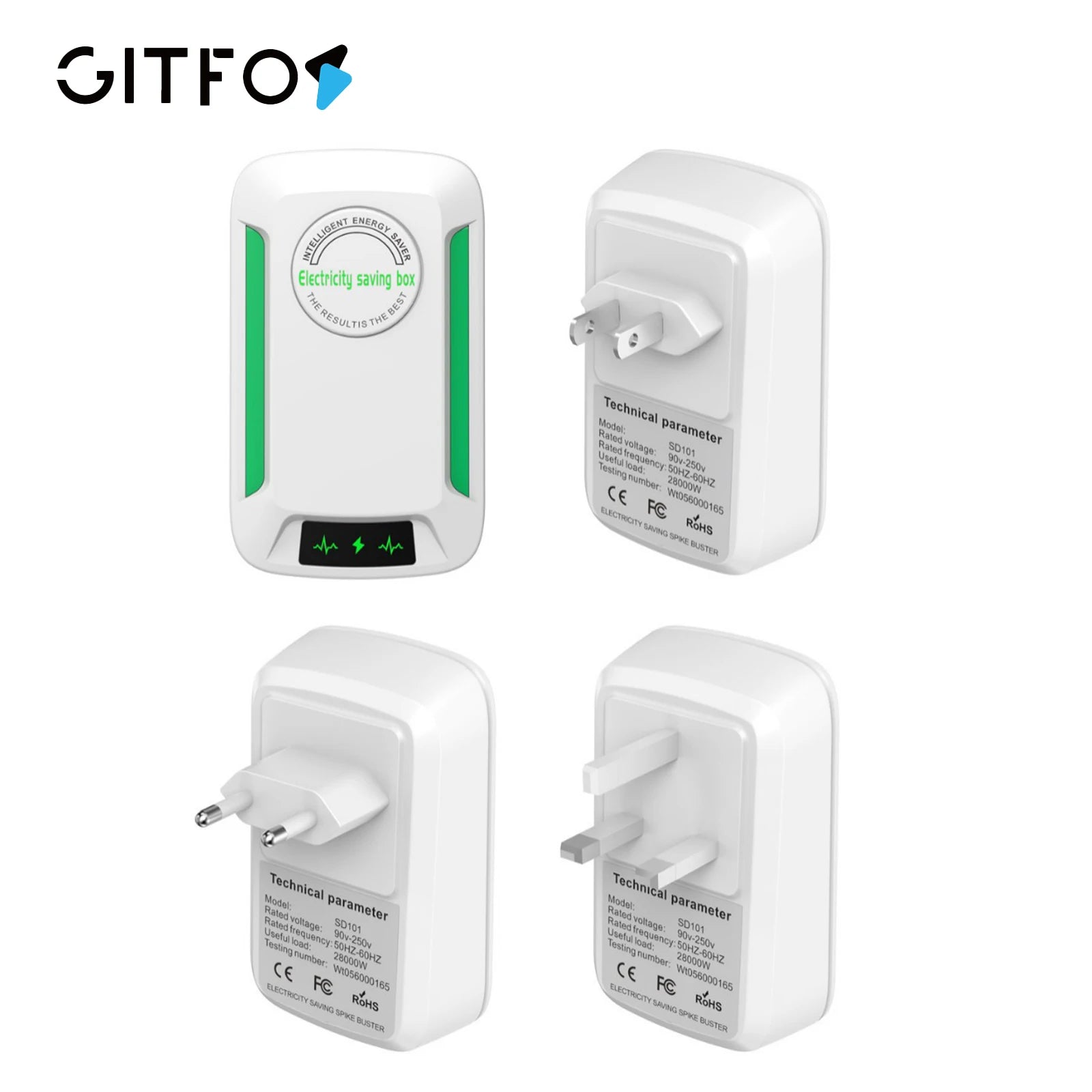 GITFOS Electricity Energy Saver Power Save 90V-250V Home Office Energy Saving Plugs US/UK/EU Stable Voltage Electricity Save Box