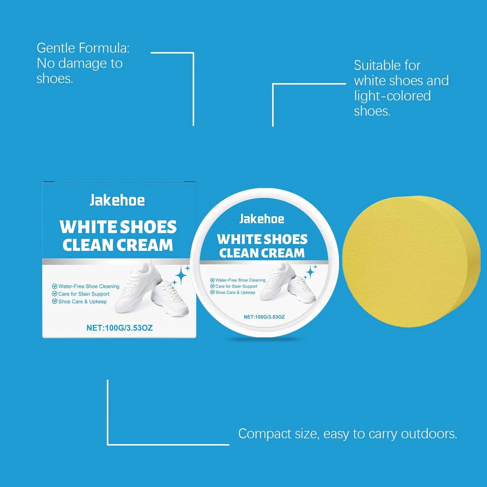 White Shoe Cleaner Cream Sneaker Stain Remover Waterless Cleaning Paste Whitening Repair Polish Leather Canvas Shoe Care 100g