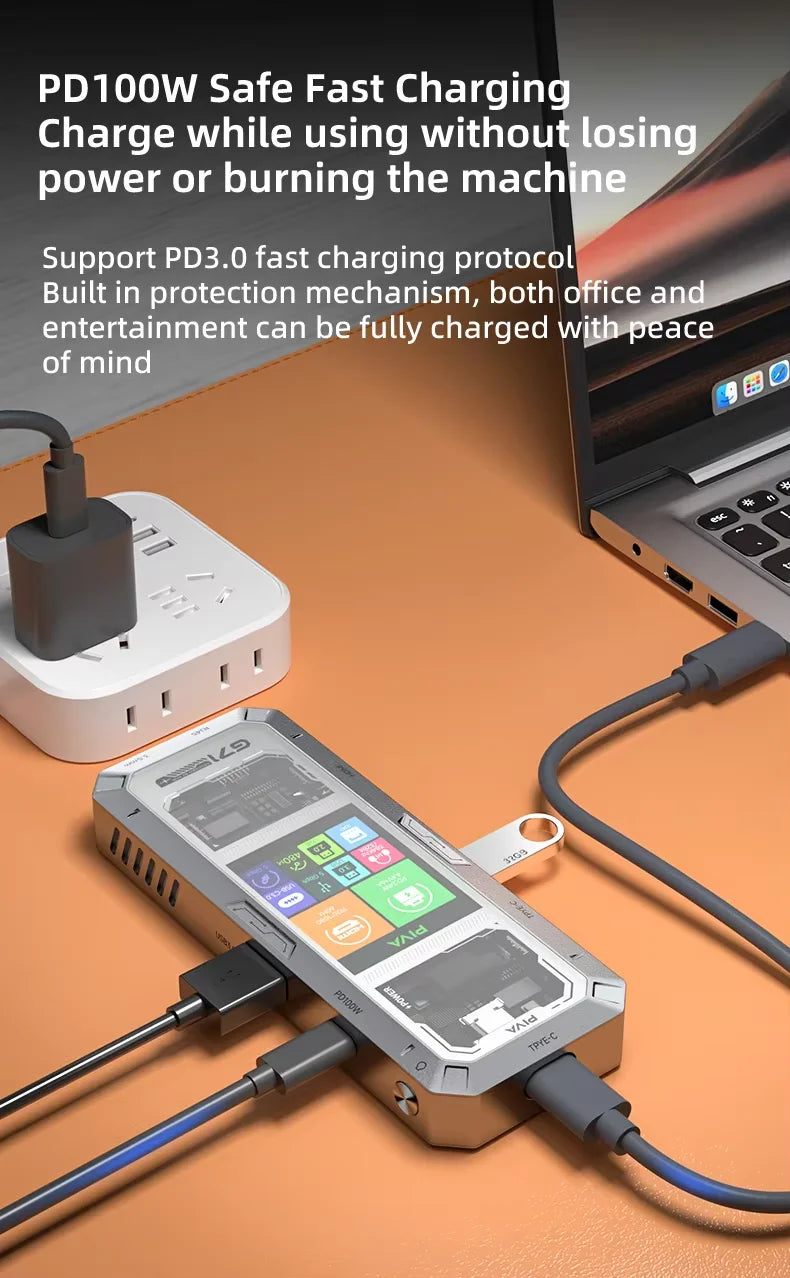 PIVA G71 docking station 7-in-1 docking station 4K high-definition projector adapter converter, multi interface USB 3.0 Gigabit