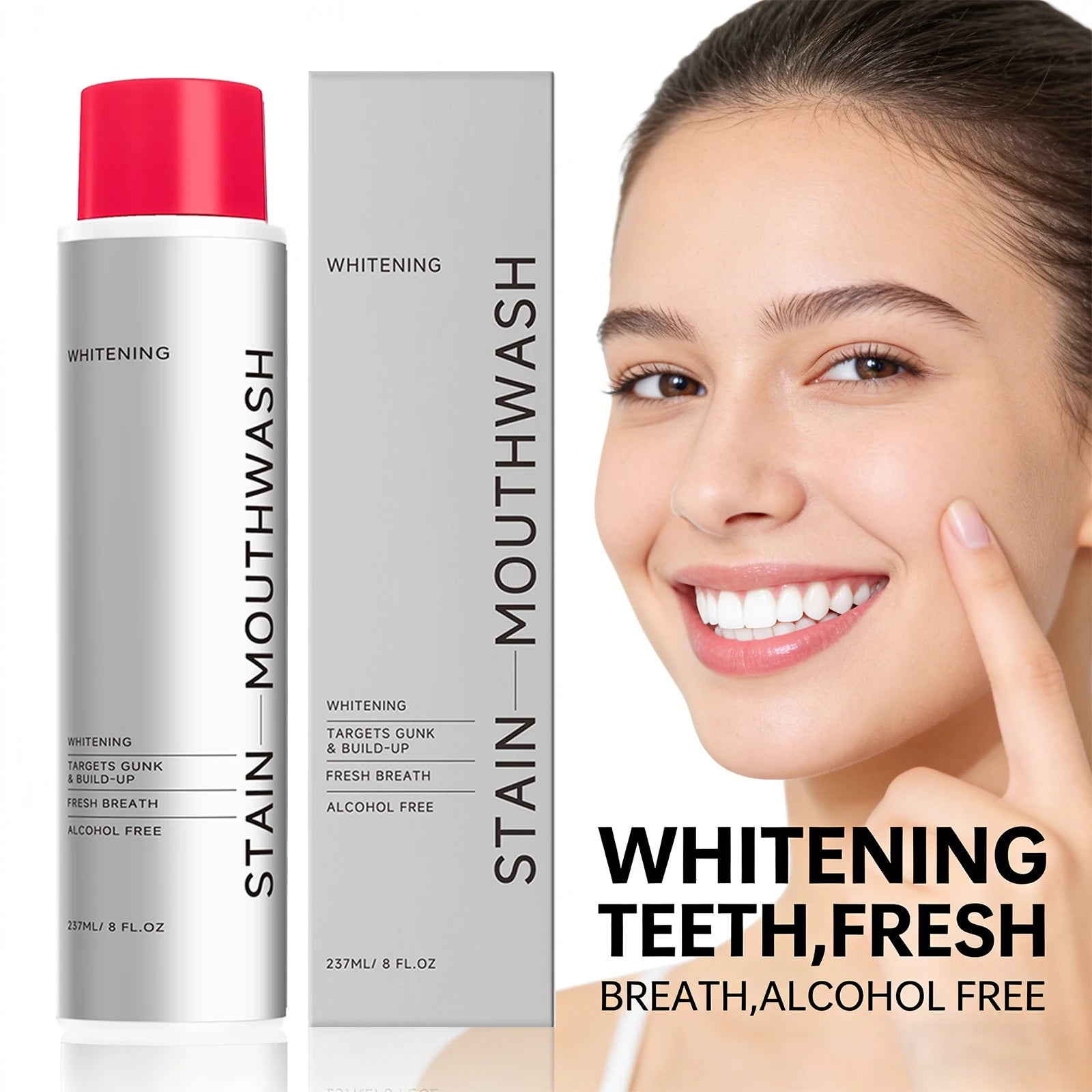 Whitening Stain Mouthwash Clean Food Residue Reduce Dental Plaque Eliminate Odors Freshing Breath Alcohol Free Daily Teeth Care