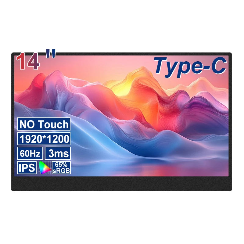 LANLIPU 14/16inch Portable Monitor  1920*1200Ultra-thin Gaming Laptop Display with Type C Mini HDMI For PS/Steam/Deck/Switch/PC