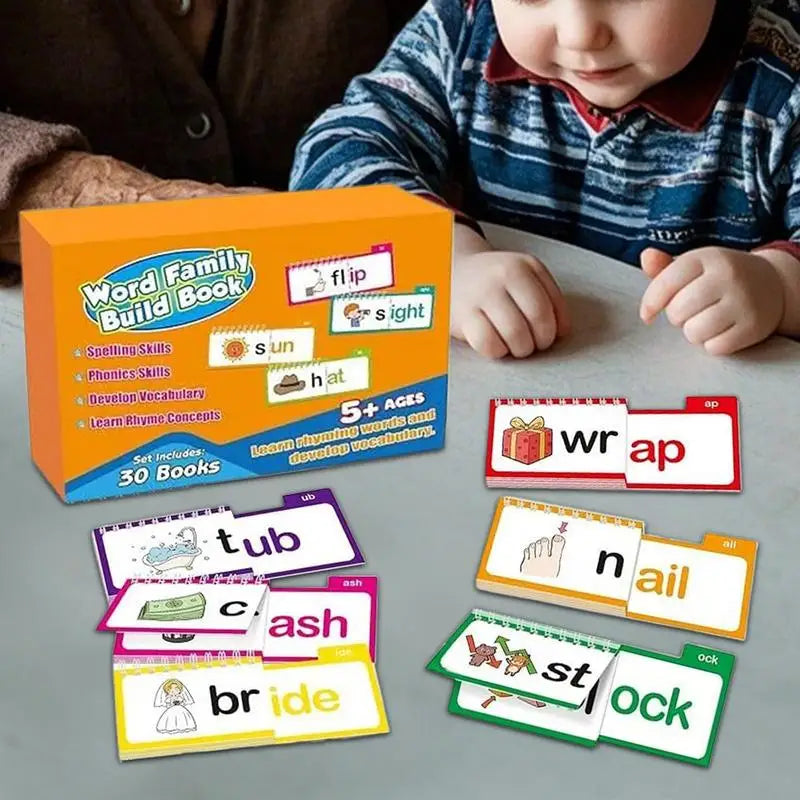 30 Read And Rhyme F lip Books/ Vocabulary Flash Cards Word Families Flash Cards Word Family Build Book Educational Read Game