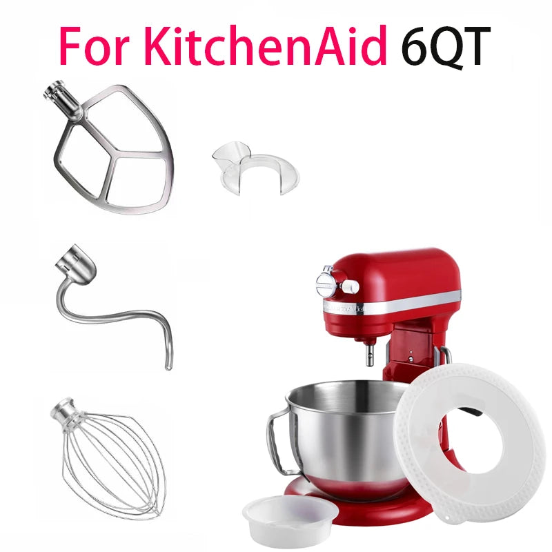 For Kitchenaid5 6 7 Quart Mixer Aid Attachment Parts AccessoriesStand Mixer Wire Whip& Dough Hook&Mixer Aid Paddle