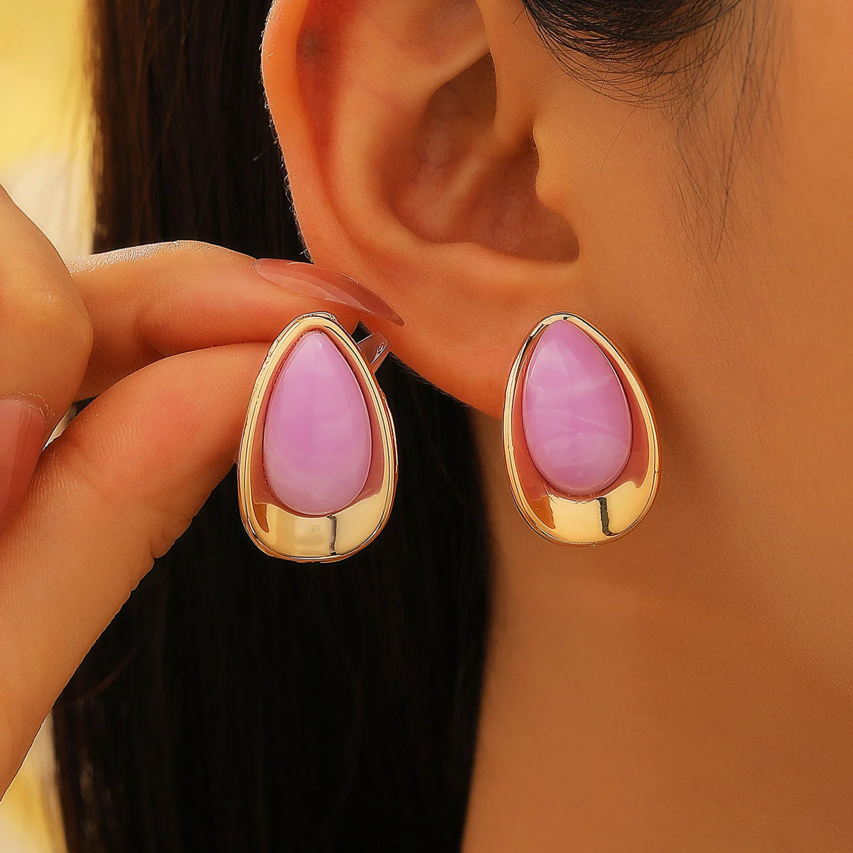Hollow Geometric Fashion Statement Jewelry Women Summer Colorful Boho Chic Design Trendy Stud Earrings