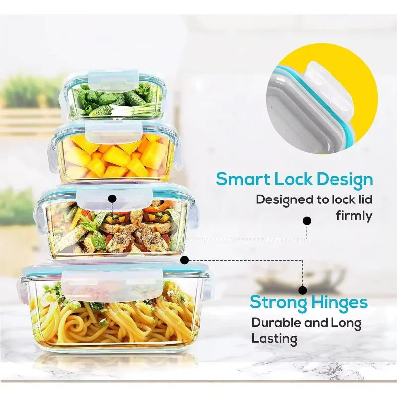 Glass Lunch Box Sealed Fresh-Keeping Box with Lid Portable Student Picnic Box Microwave-Heated Special Food Container Bento Box