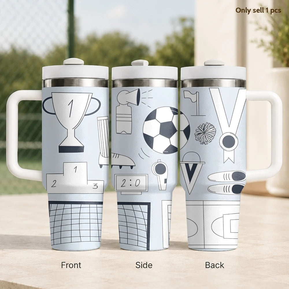 Football Game Team Vacuum Flasks 40oz Stainless Steel Insulated Tumbler with Handle Straw Leakproof Cup Daily Travel Mug