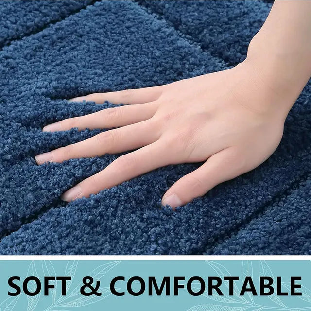 Microfibre Bathroom Rugs Non-Slip Washable Bath Doormat Water Absorbent Resist Dirt Bath Carpet Shower Velveteen Foot Mat