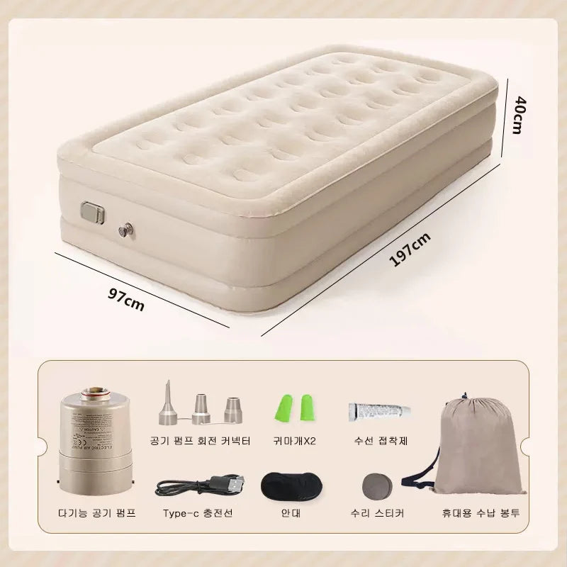 Interior Air Mattress Glamping Mats PVC Inflatable Sleeping Mattress Luxury 2 Person Camping Bed Mat Built-in Pump Thicken Mat