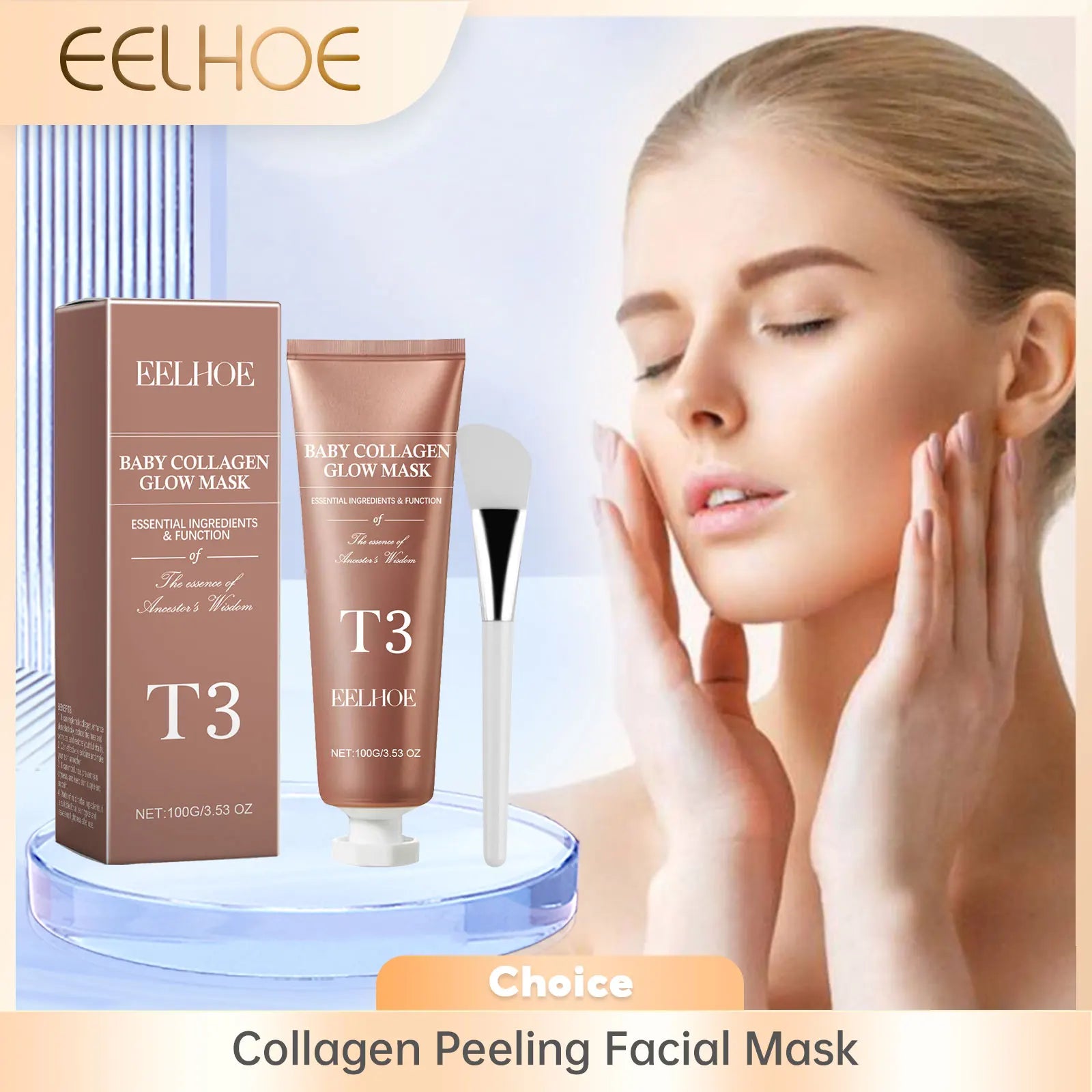 EELHOE Collagen Mask Deep Cleansing Large Pores Remover Blackhead Purifying Peeling Mask for Face Clean Skincare Products Sets