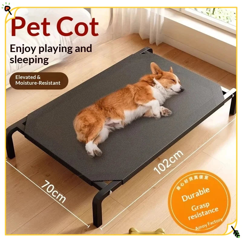 Elevated Dog Bed All Seasons Off Ground Breathable Summer Foldable Chew Resistant Moisture Proof Pet Bed For Large Medium Dogs