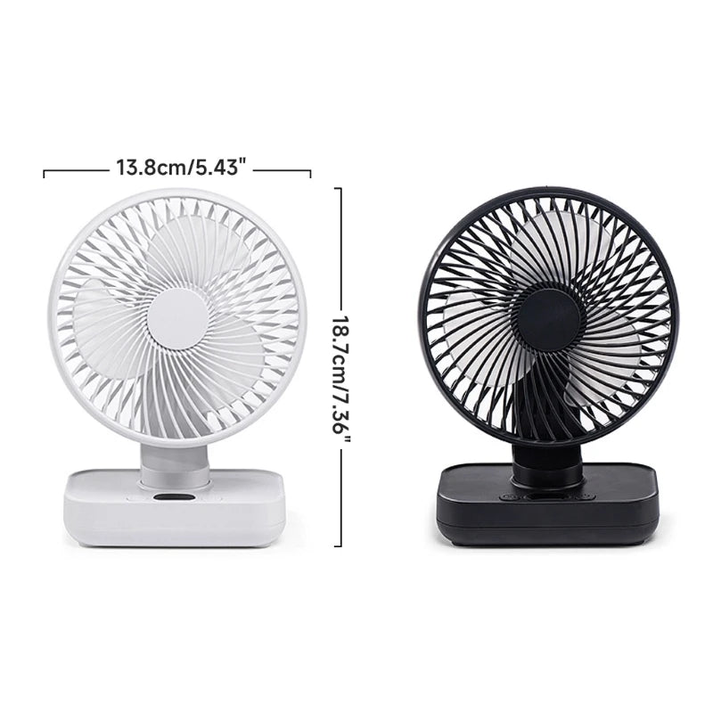 Oscillating Desk Fan with 4000mAh Battery Rechargeable Multidirectional for Home Office Library Travel Camping Outdoor