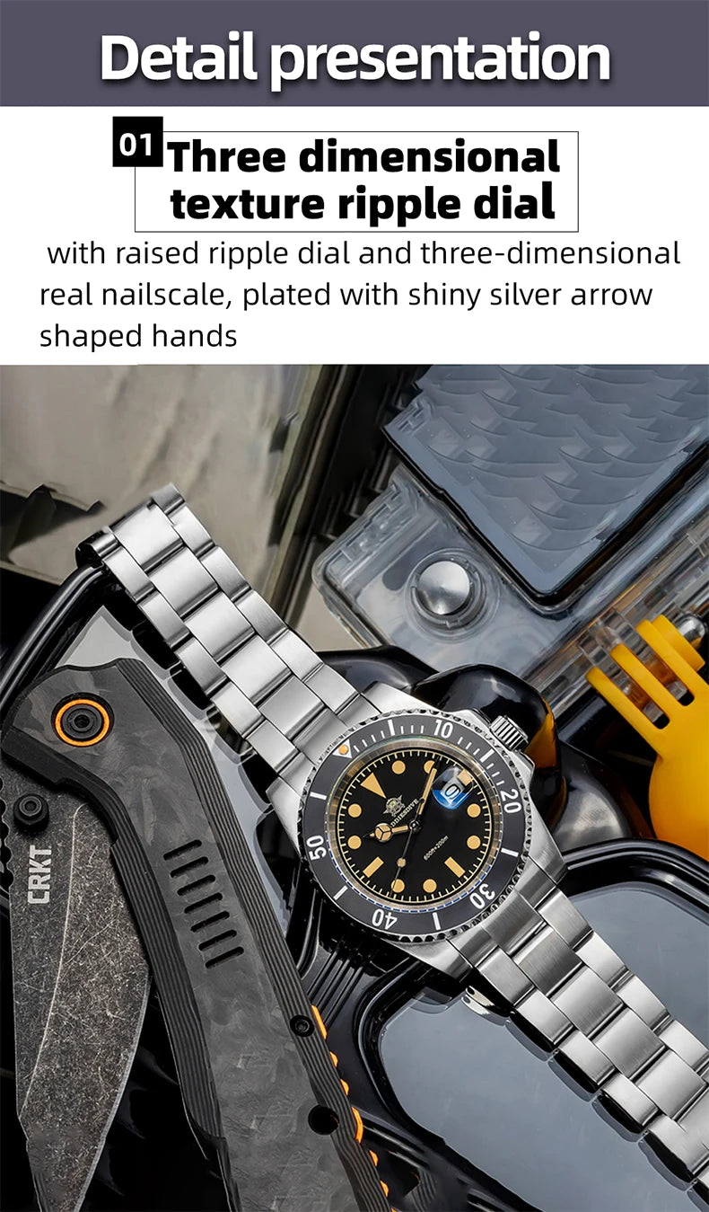 ADDIESDIVE 41mm Stainless Steel Watches Mens Business Leisure Quartz Watch Waterproof Ourdoor Sports 200M Dive WristWatch AD2054