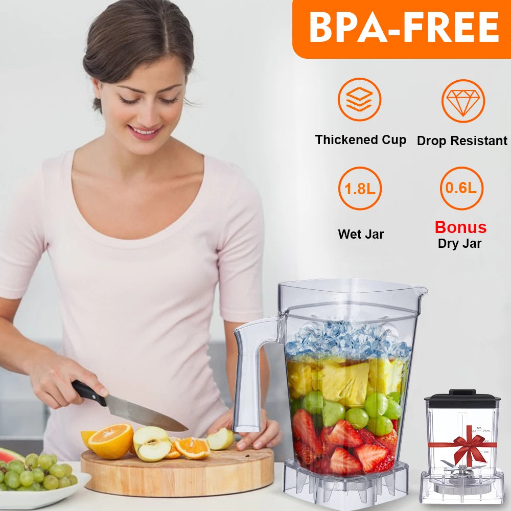 BioloMix Mini Pro Blender 1800W Motor 1.8L Main Jar 0.6L Portable Cup BPA Free Heavy Duty Juicer Smoothie Maker and Grinder