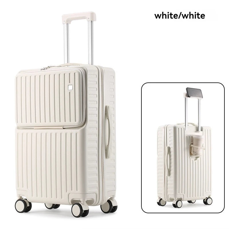 Front opening luggage compartment for men, 20 inch boarding case, travel suitcase for students, 24 inch large capacity, durable
