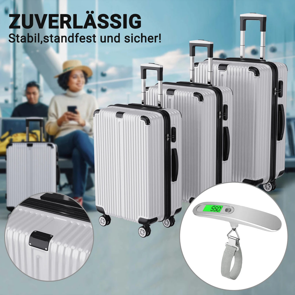 Comanlai Travel Suitcase Set of 3 Hard Shell Luggage 20/24/28 Inch 360° Spinner Wheel TSA Lock For Air Train Travel for Students