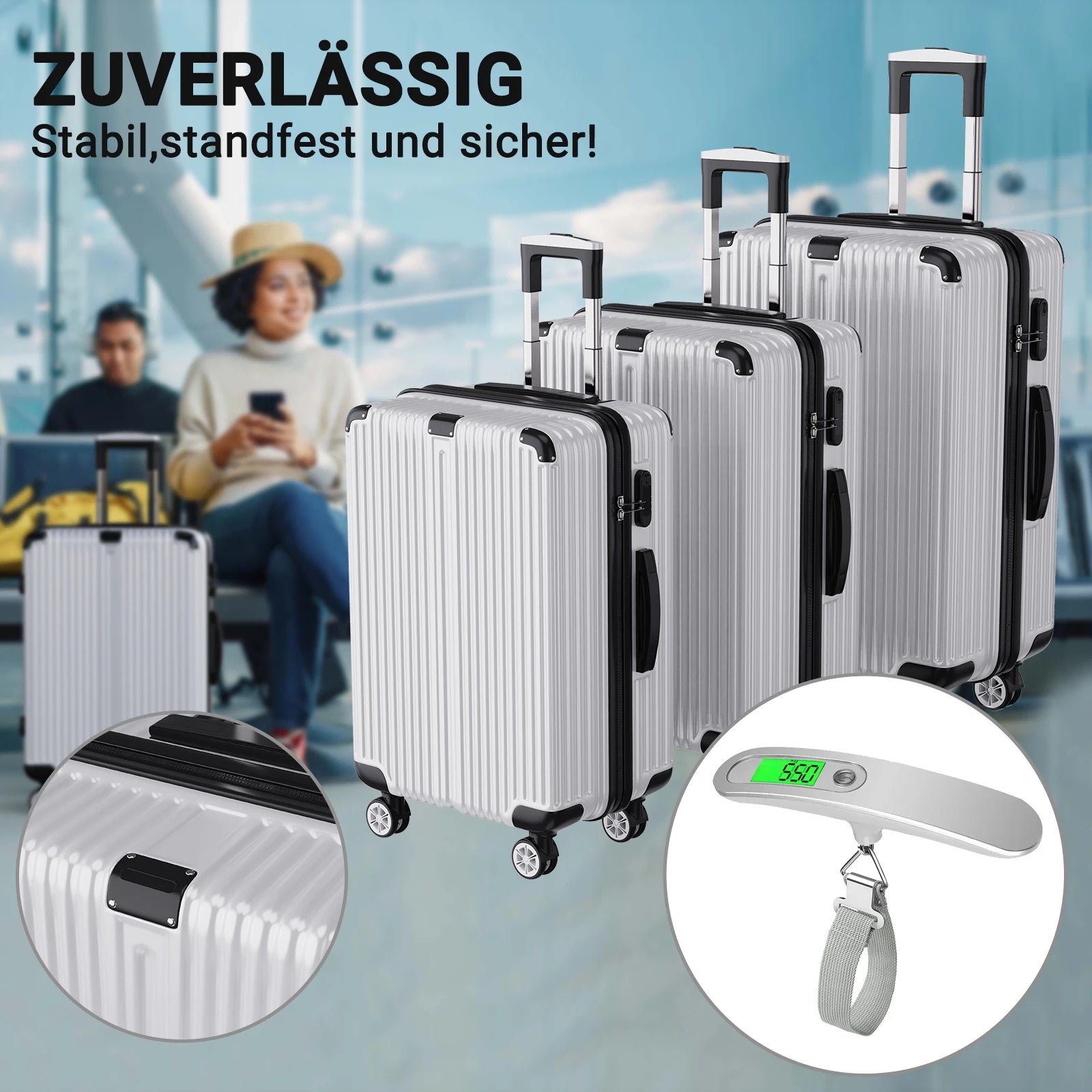 Comanlai Travel Suitcase Set of 3 Hard Shell Luggage 20/24/28 Inch 360° Spinner Wheel TSA Lock For Air Train Travel for Students