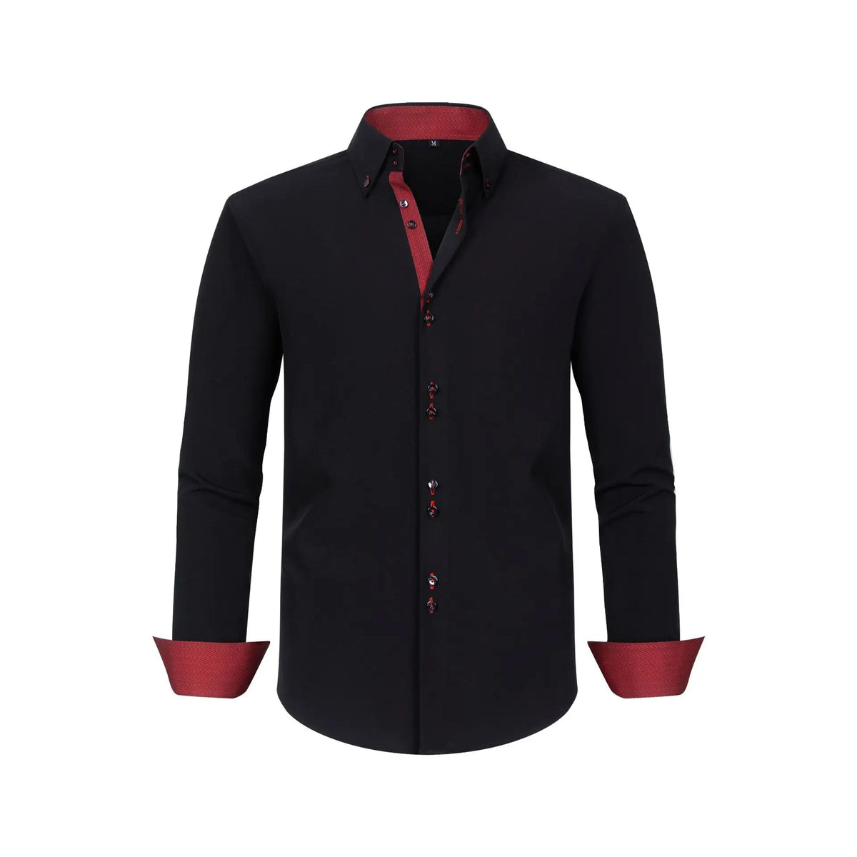 Long Sleeve Casual Shirt For Man Solid Color Patchwork Collar Chic Elegant Double Breasted Men Top Clothing Fashion Streetwear