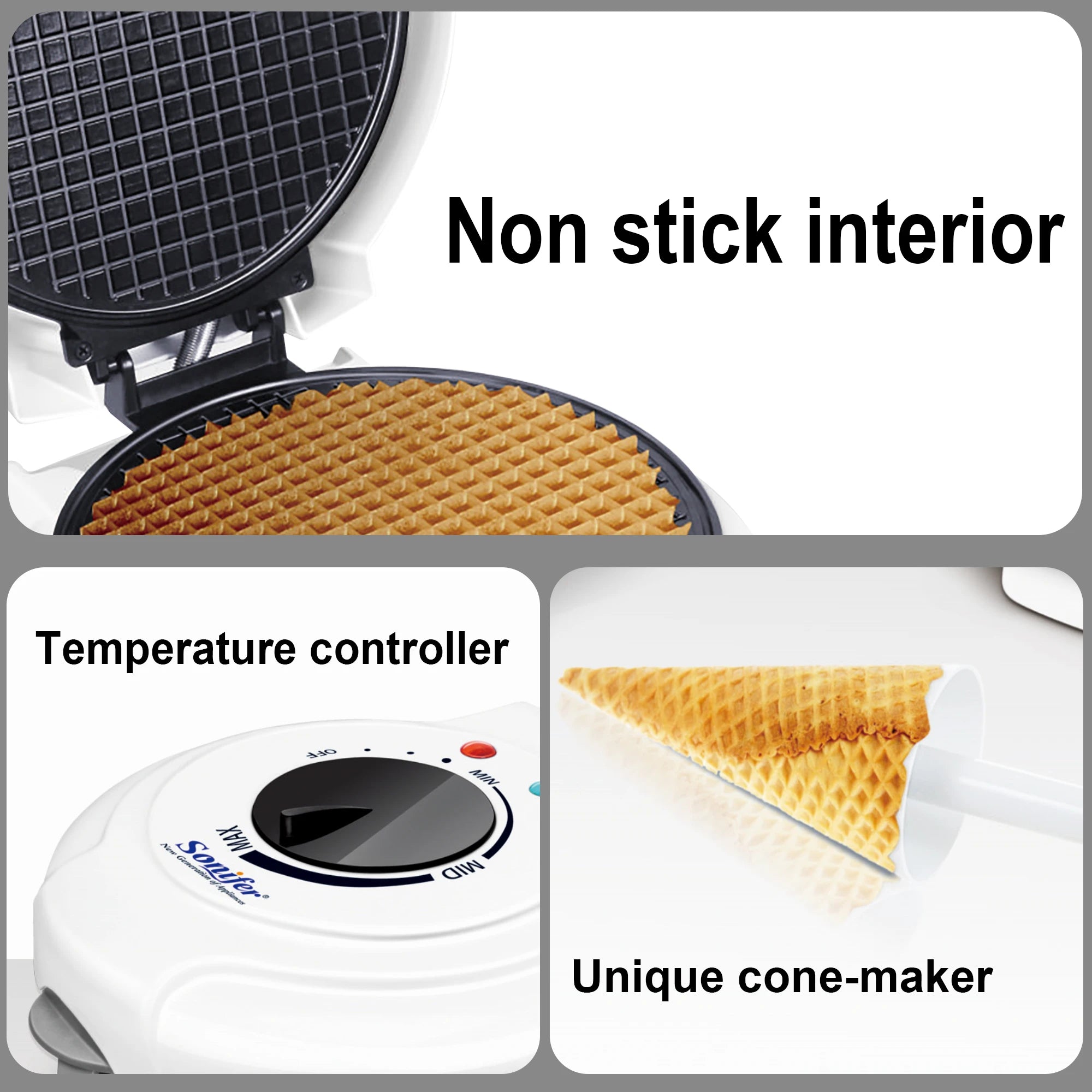 Electric Egg Roll Maker Crispy Omelet Mold Crepe Baking Pan Pancake Bakeware DIY Ice Cream Cone Machine Pie Frying Grill Sonifer