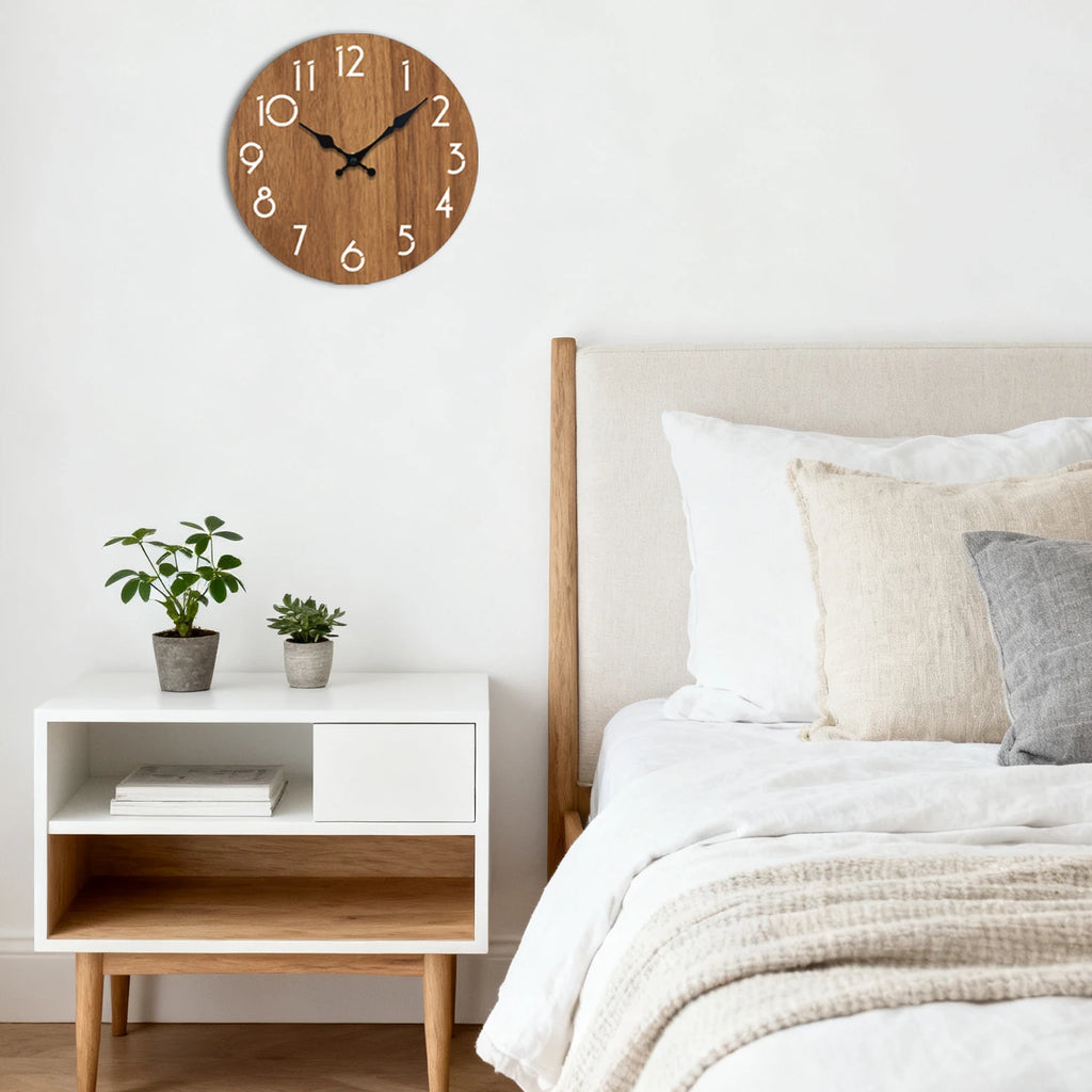 Modern Wooden Wall Clock Minimalist Decor for Living Room Bedroom Non Ticking Clock Stylish Gift for Home Decor Enthusiasts