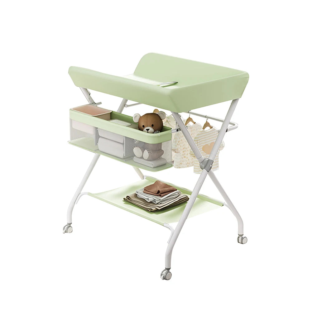 Mobile Folding Changing Table Changing Station with Storage Basket Changing Table for Nappy Changing, for Newborns and Toddlers