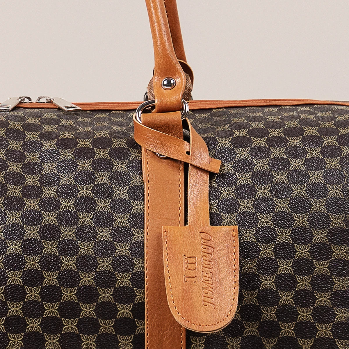 Mature and Elegant Patterned Dark-Colored Luggage Organizer Handbag, Sturdy and Durable with Smooth Zipper, Large Capacity for Carrying Suits, Clothes, Documents, Laptops, Shoes, Single Shoulder Crossbody with Dual Handles, P