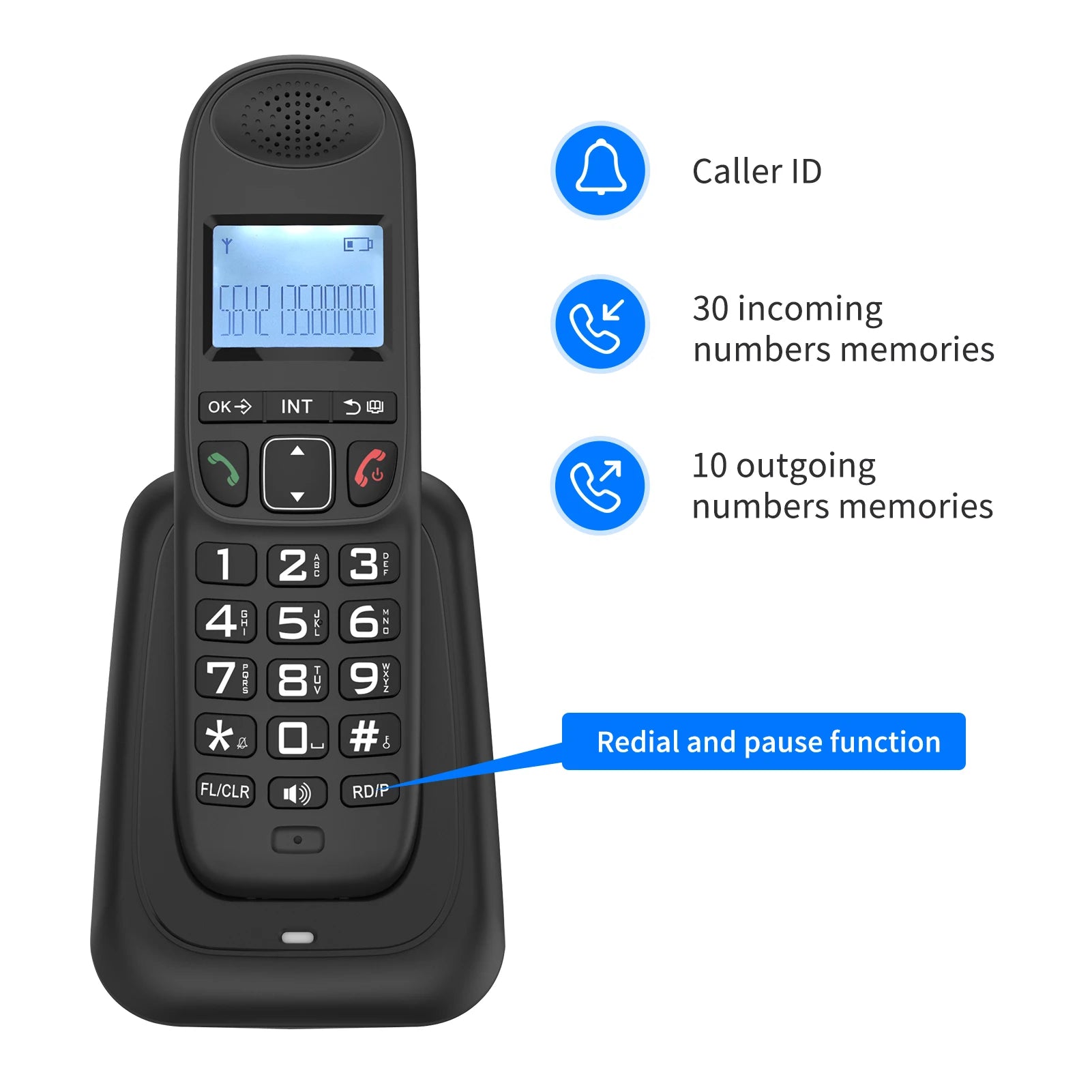 Expandable Cordless Phone System with 3 Lines Display Caller ID Hands-free Calls Intercom Conference Call Mute Function