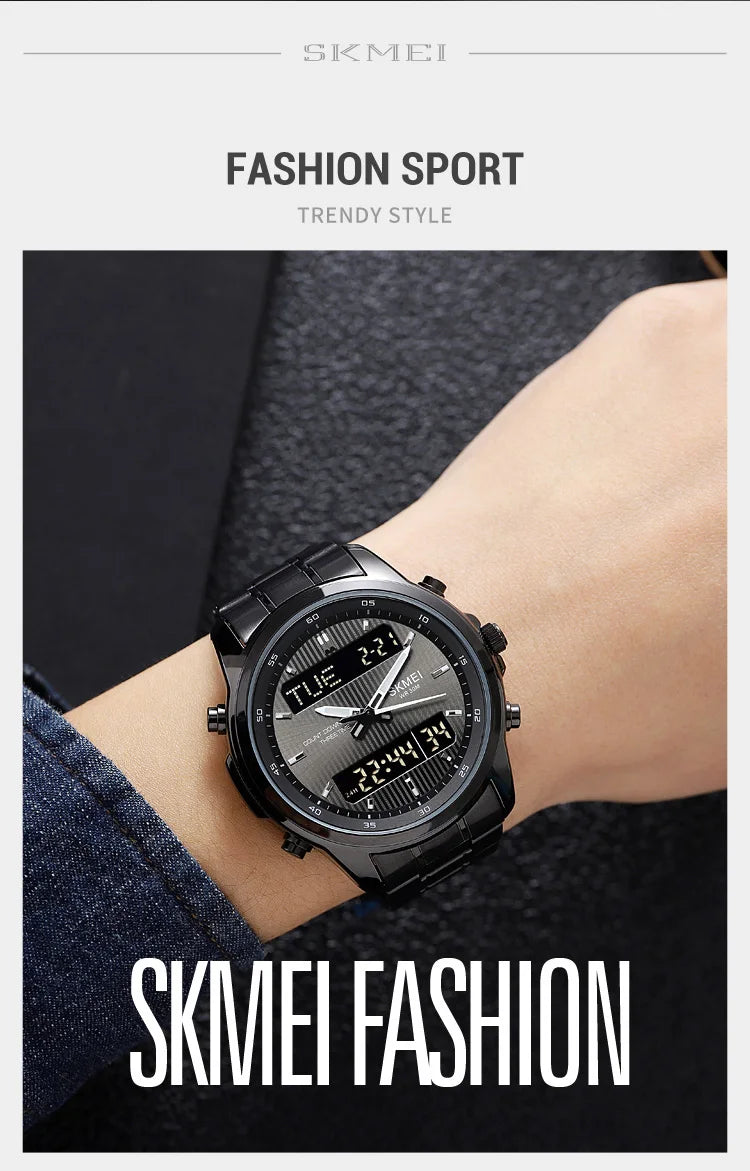 SKMEI 2049 Brand Electronic Watches for Man Fashion Large Dial Wristwatch Luminous Alarm Clock Calendar Casual Men Digital Watch