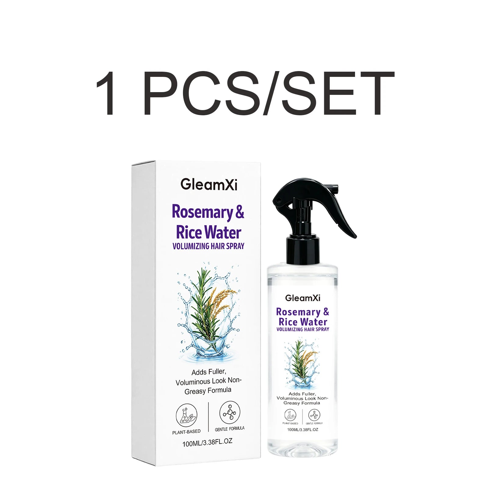 Volumizing Hair Spray Rosemary Rice Water Fine Hair Non Greasy Adds Fuller Look Lightweight Plant Based Daily Use 100ml