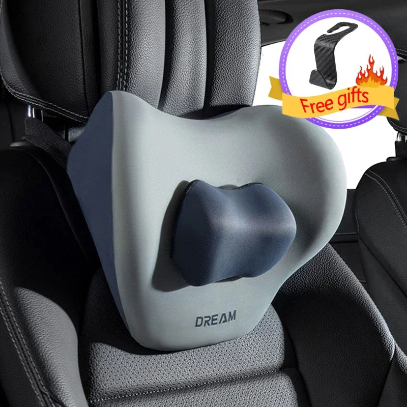 Car Seat Pillow Adjustable Neck Pillow Lumbar Support Pad Breathable Memory Foam Slow Rebound Pillow Universal Lumbar Cushion