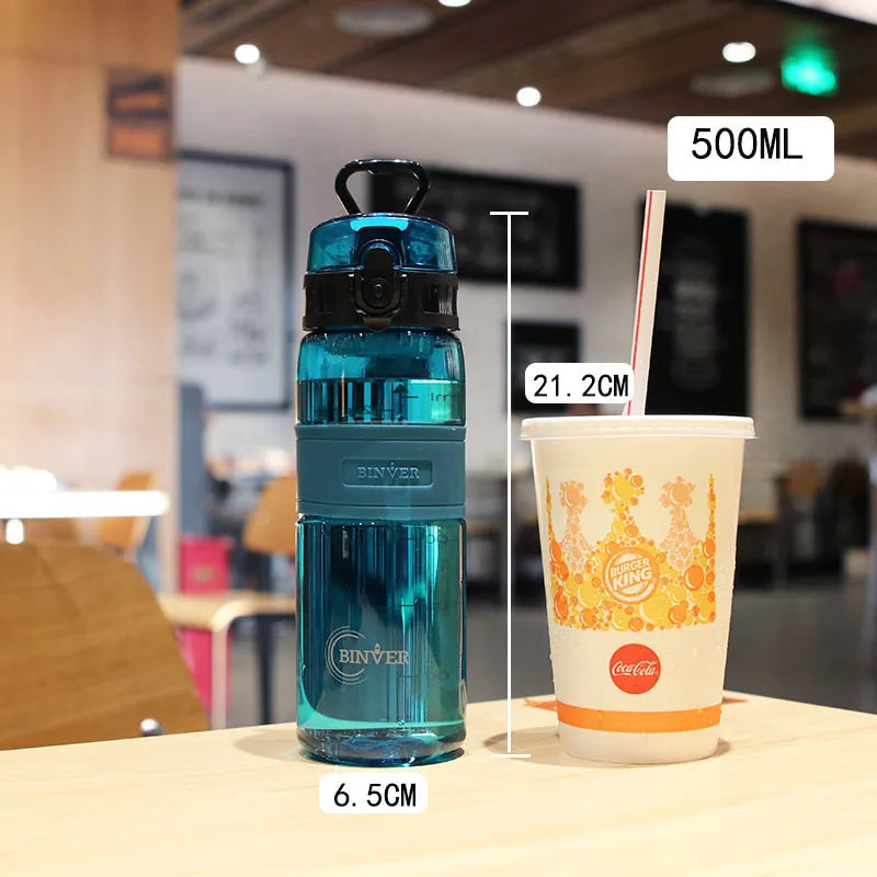 500ml Sports Water Bottle Portable Leak-proof Plastic Cup Drinkware With Tea Filter Tour Gym Outdoor Fitness Transparent Cup