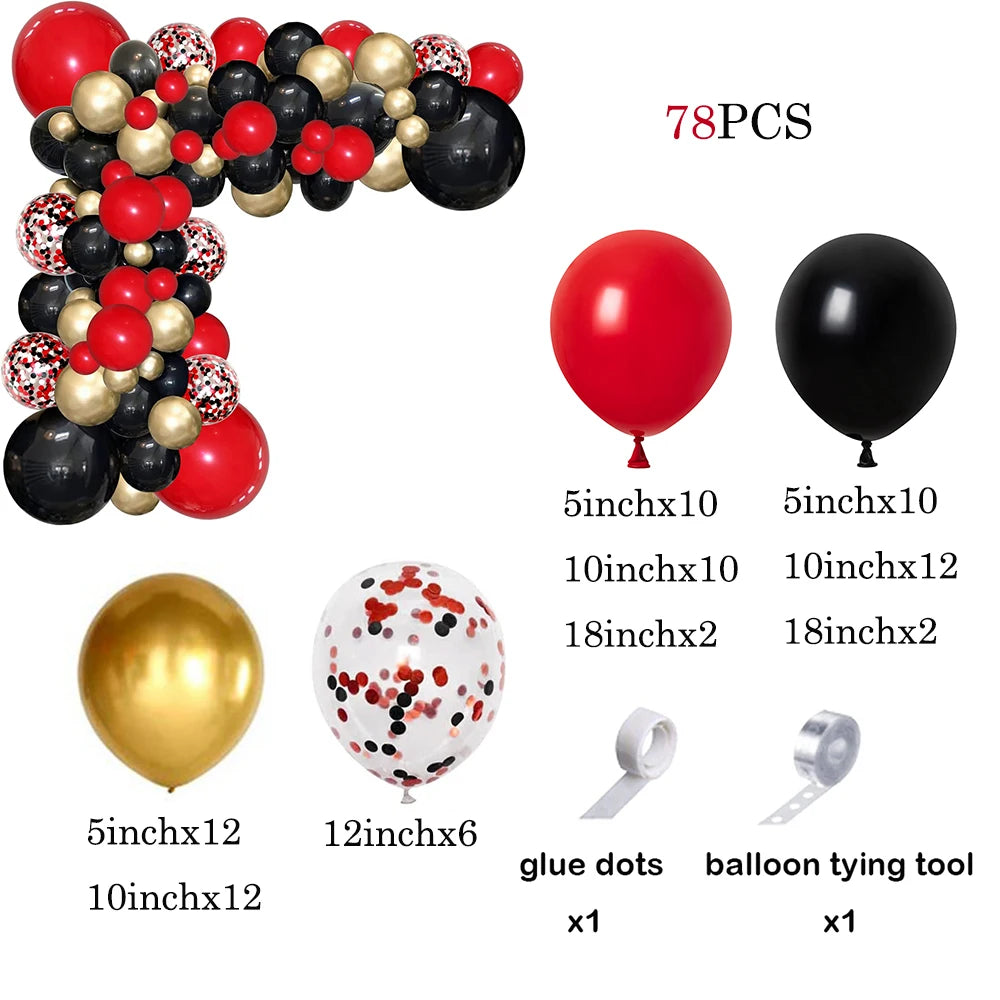 1 Set Red Black Balloons Garland Arch Kit Baby Shower Birthday Decorations Red White Black Silver Balloon Graduation Party Decor