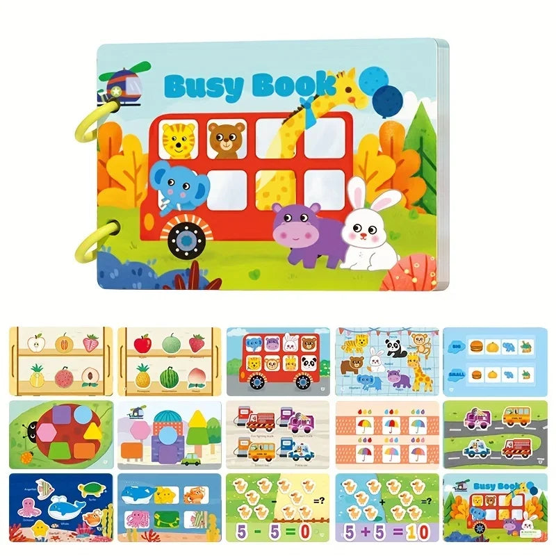 1 Set Montessori, Quiet Book, Preschool Learning Activity Book, Numbers Shapes, Tactile Training- Sensory Puzzle Playset