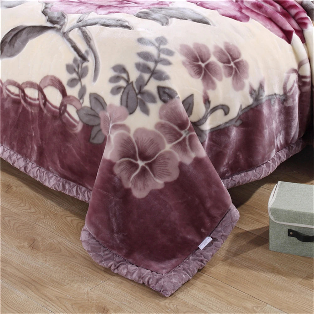 Soft Warm Fluffy Blanket Spring Summer Double Layer Raschel Mink Throw Blanket Bedspread Coverlet Thick Blanket