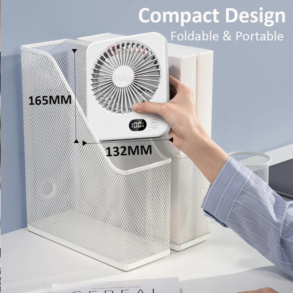 Mini Portable Fan USB Desk Fan Rechargeable Table Fan Wall Mount Hanging Fan 5 Gear Student Desk Fan Office Camping Table Fan