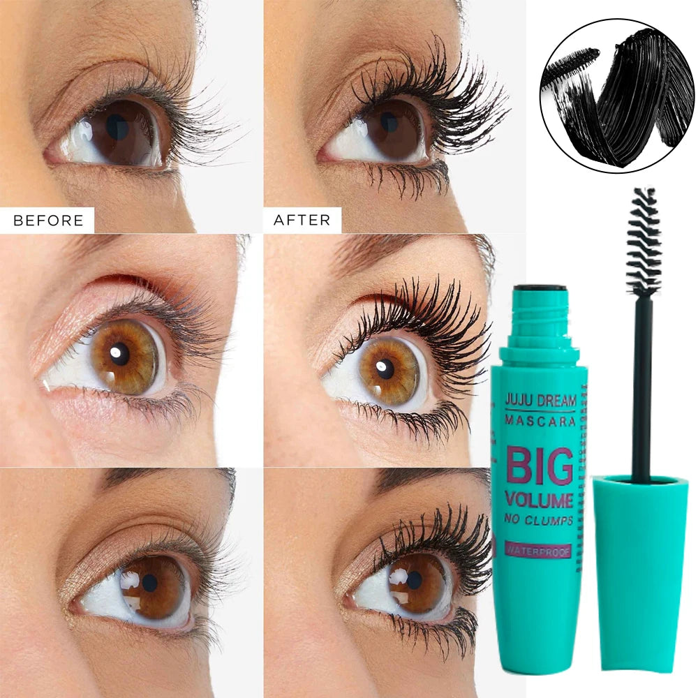 Black Mascara Thickening - Long-Lasting, Volumizing , Fiber Formula with 360° Spiral Brush Waterproof Liquid Fiber Mascara
