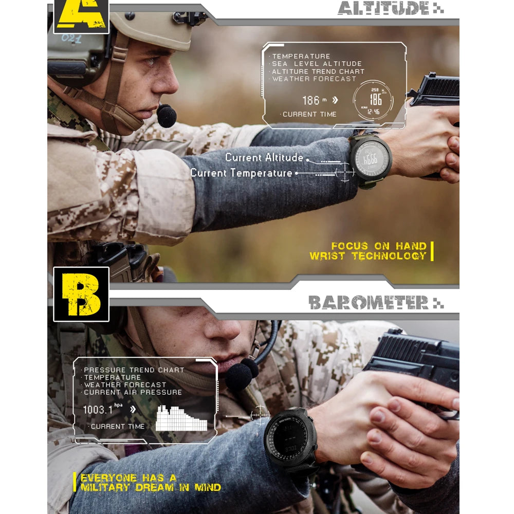 NORTH EDGE Men's sport Digital watch Running Swimming Military Army watches Altimeter Barometer Compass waterproof 50m Wristband