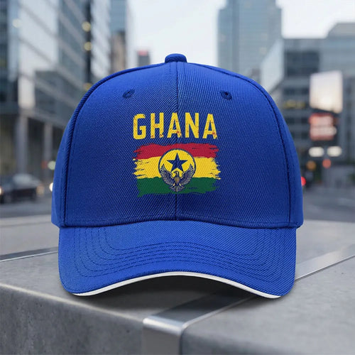 Ghana Flag Distressed Baseball Cap Adjustable Unisex Outdoor Sports Curved Brim Hat