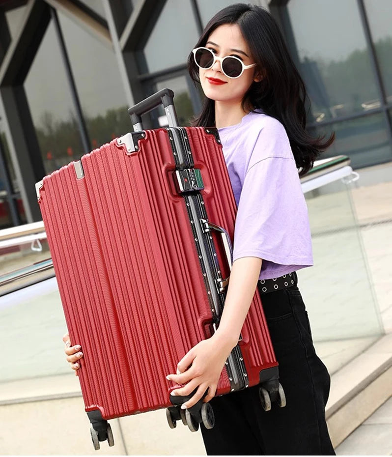 Suitcase Aluminum Frame New Luggage Men and Women Password trolley case Student Removable Wheel 20/28 inch Travel Suitcases