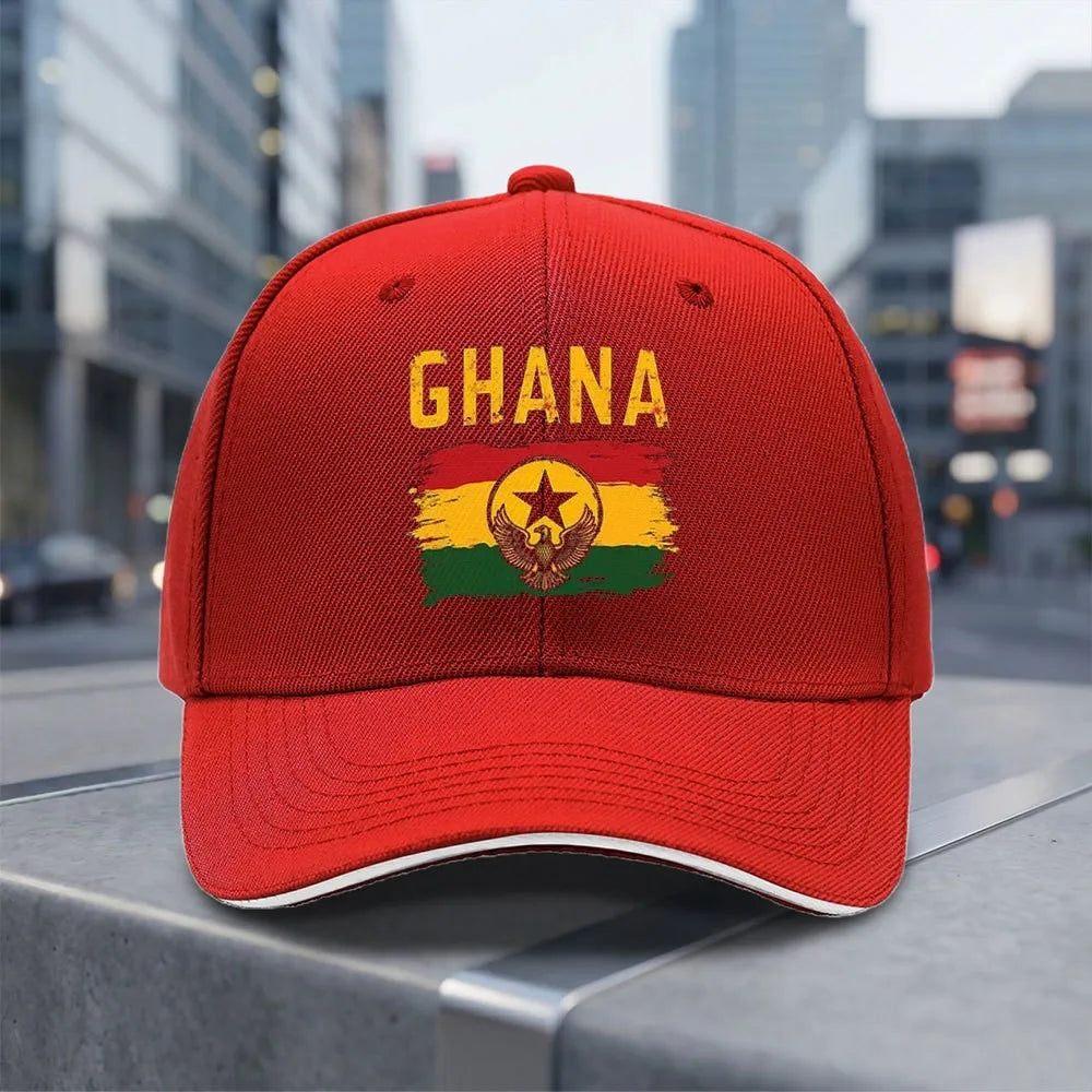 Ghana Flag Distressed Baseball Cap Adjustable Unisex Outdoor Sports Curved Brim Hat