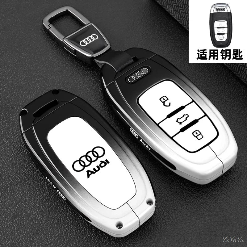 3 Button Metal Car Key Case Cover Key Protect Shell For Audi A3 A4 Q3 Q5 TT A1 A4L A5 Q5L Q7 A6L A7 A8L A6 S3 S4 RS5 RS Sticker