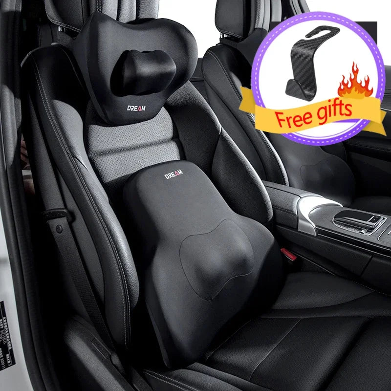 Car Seat Pillow Adjustable Neck Pillow Lumbar Support Pad Breathable Memory Foam Slow Rebound Pillow Universal Lumbar Cushion
