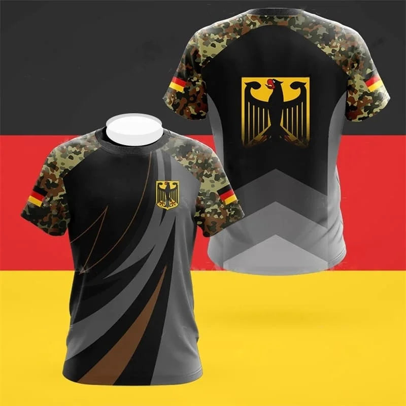 German National Emblem T-Shirt for Mens' Sports Gym T-Shirt Summer Quick Dry Short Sleeves Women Wetsuit Surfing Suit Beachwear