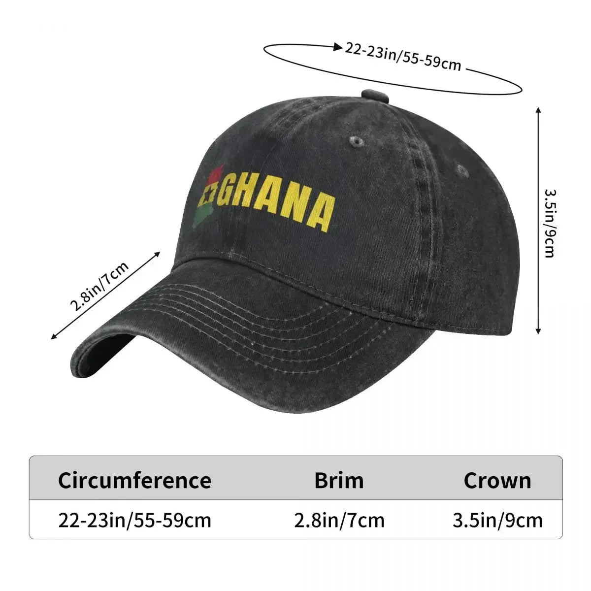 Ghana Holiday Baseball Cap birthday funny hat men's big size hat black Men Caps Women's