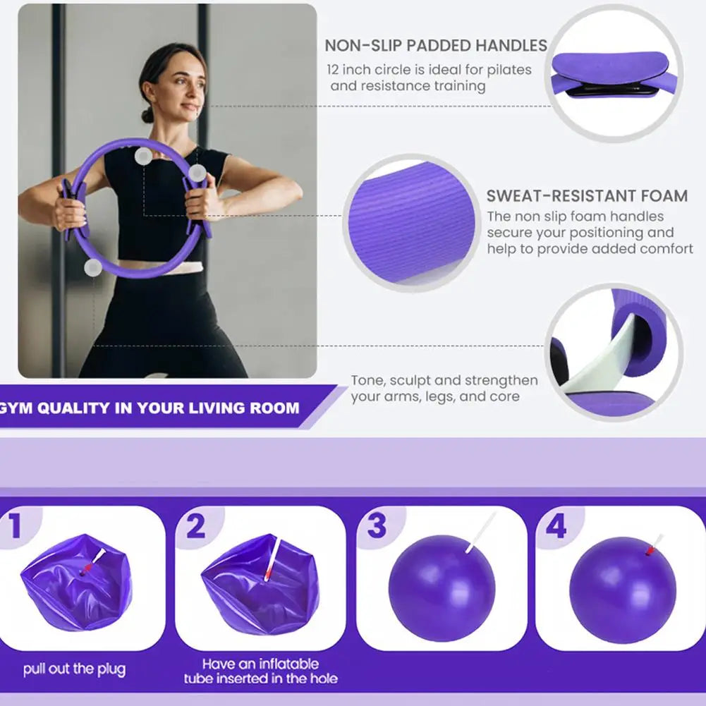 Pilates Yoga Equipment Set Pilates exercise Ball,yoga Bands, Resistance Band,Pilates Socks,elastic Band,stretcher,gym Bag