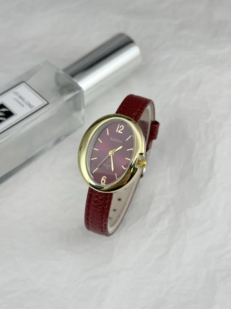 Fashion Quartz Watch for Women Simple Leather Strap Pigeon Egg Dial Ladies Watches Luxury Gift Girl Wristwatches Dropshipping