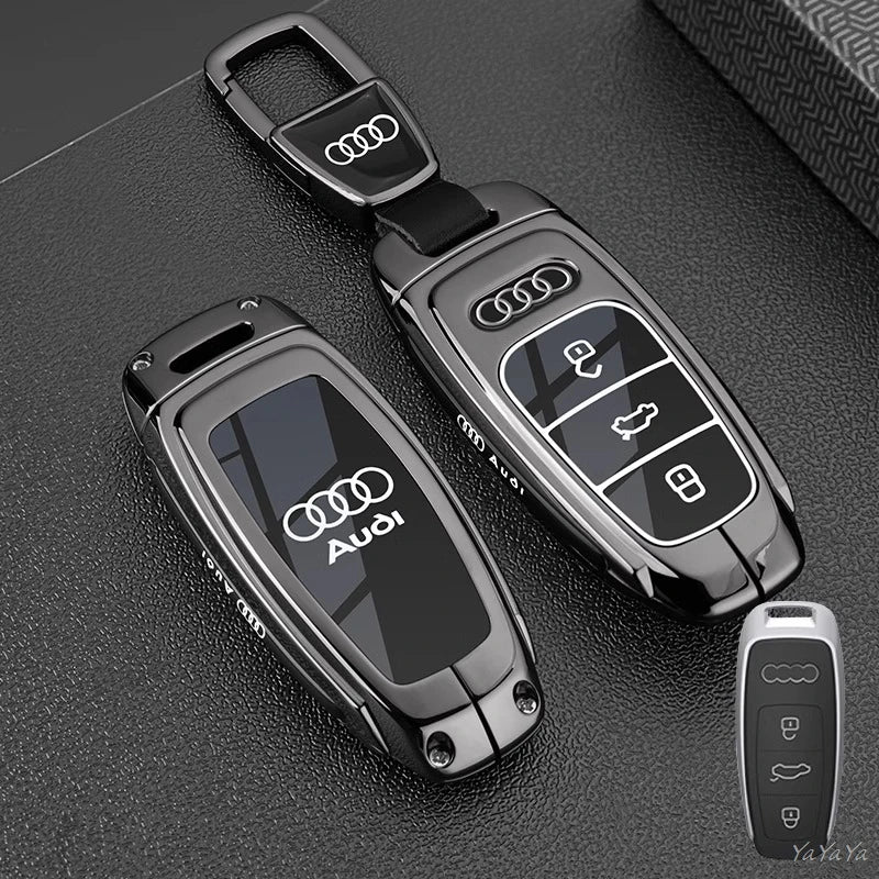 3 Button Metal Car Key Case Cover Key Protect Shell For Audi A3 A4 Q3 Q5 TT A1 A4L A5 Q5L Q7 A6L A7 A8L A6 S3 S4 RS5 RS Sticker